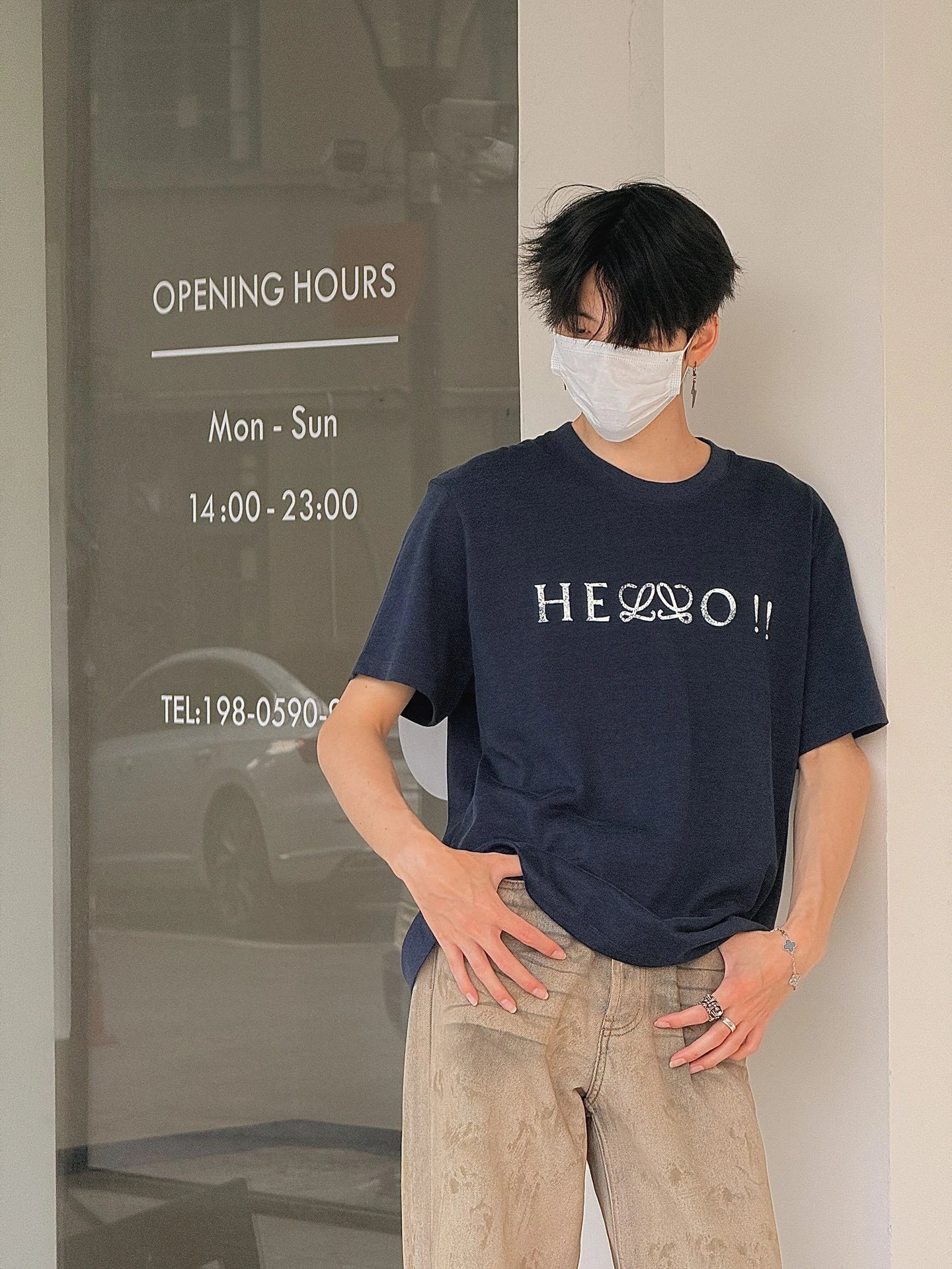 RD-C181 · Letter-Print Cotton-Blend T-Shirt showcase view 6