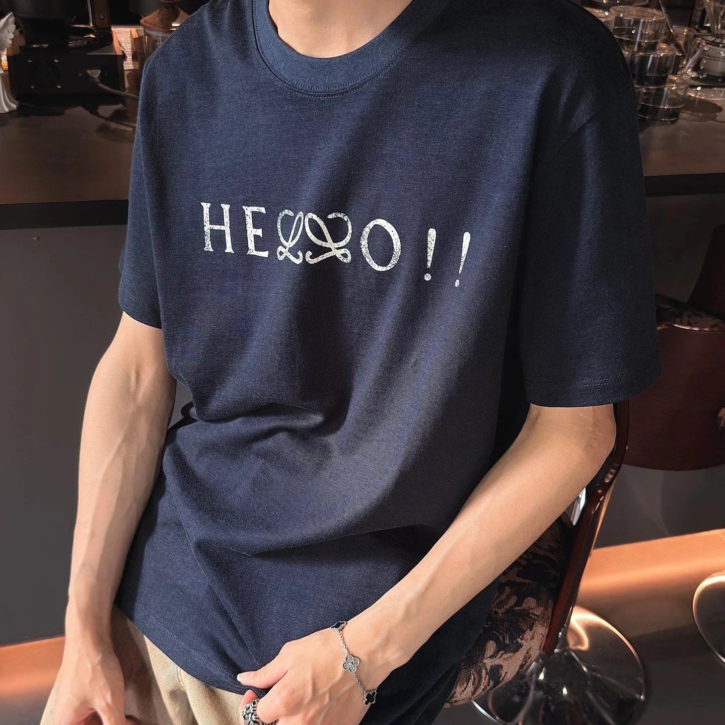 RD-C181 · Letter-Print Cotton-Blend T-Shirt showcase view 8
