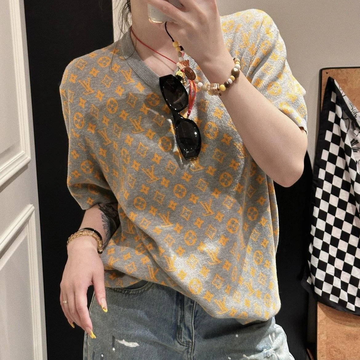 RD-C183 · Custom All-Over Monogram Knit T-Shirt showcase view 1