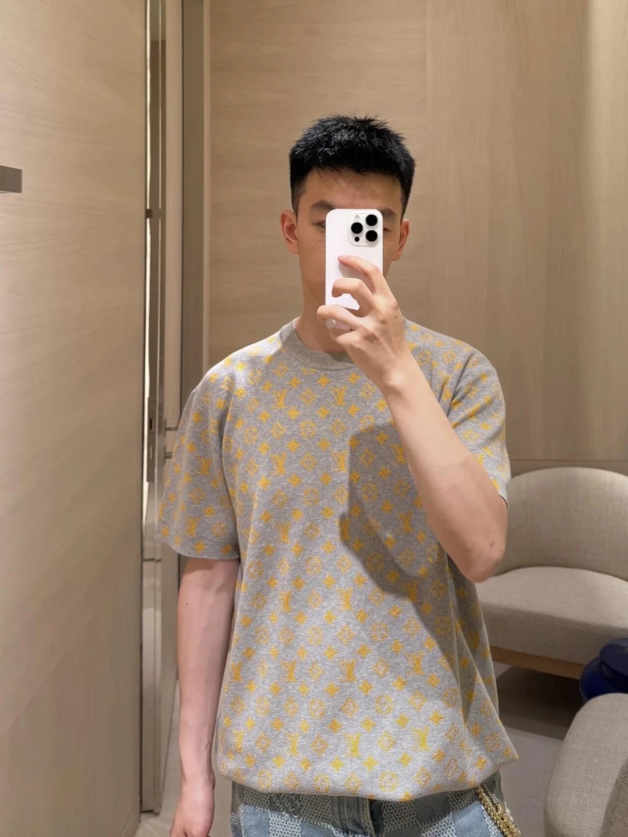 RD-C183 · Custom All-Over Monogram Knit T-Shirt showcase view 4