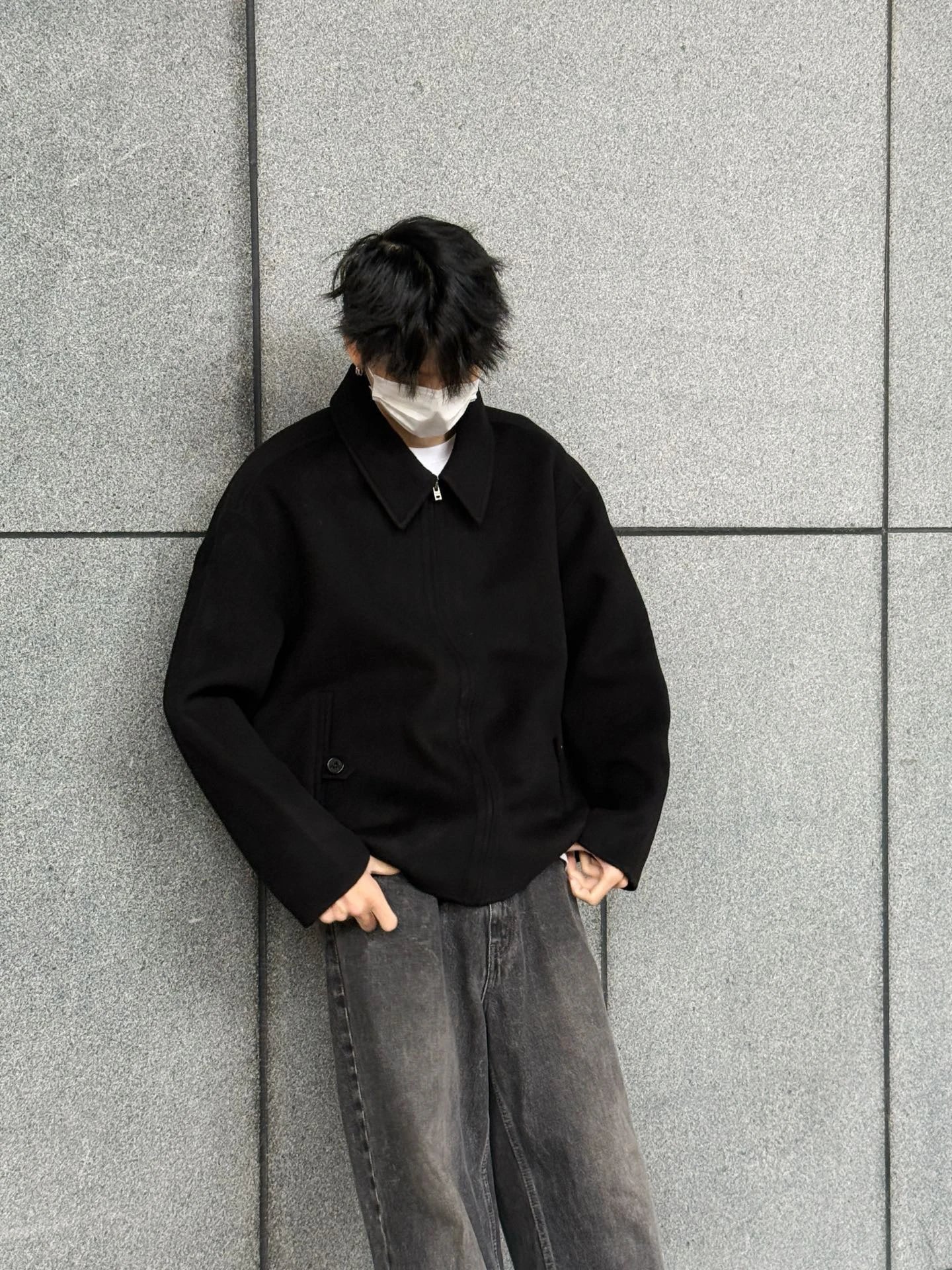 RD-C239 · Black Wool-Cashmere Zip Jacket showcase view 3