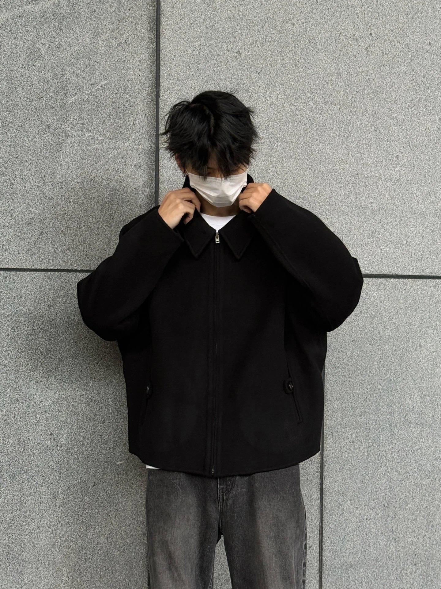 RD-C239 · Black Wool-Cashmere Zip Jacket showcase view 4