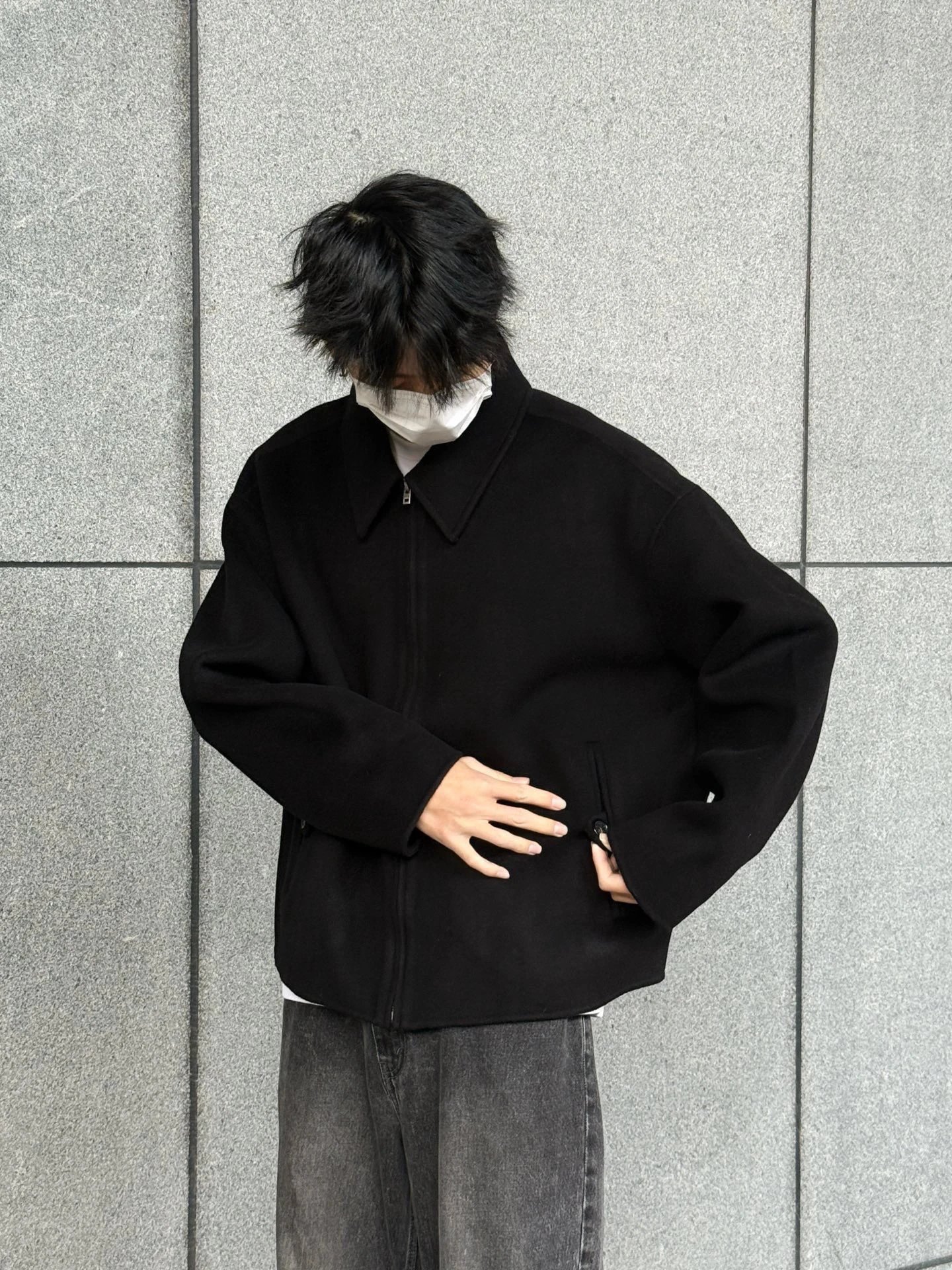 RD-C239 · Black Wool-Cashmere Zip Jacket showcase view 9