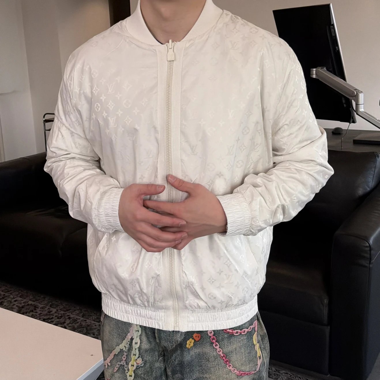 RD-C243 · Reversible Monogram Zip Bomber Jacket showcase view 3