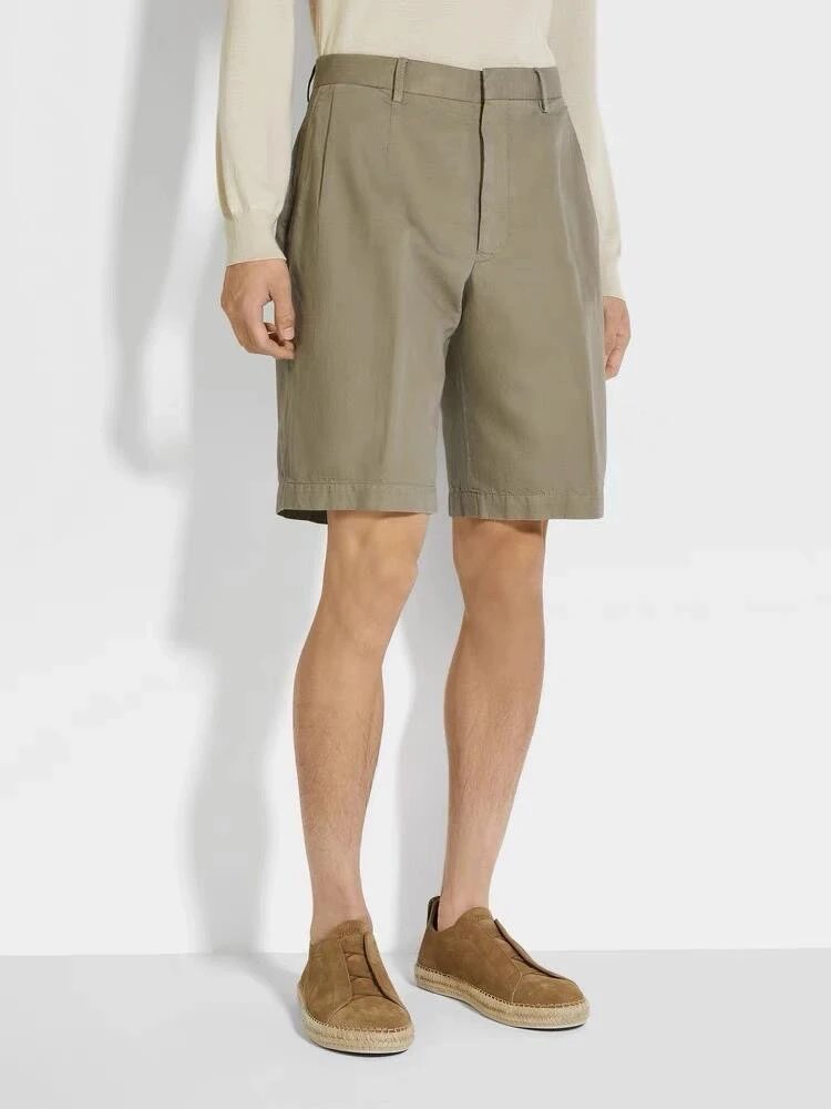 RD-C297 · Retro Green Zip-Pocket Casual Shorts showcase view 2