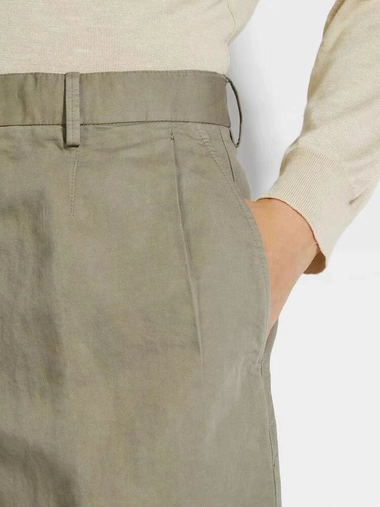 RD-C297 · Retro Green Zip-Pocket Casual Shorts showcase view 3