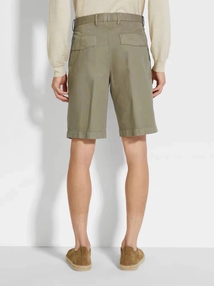 RD-C297 · Retro Green Zip-Pocket Casual Shorts showcase view 4