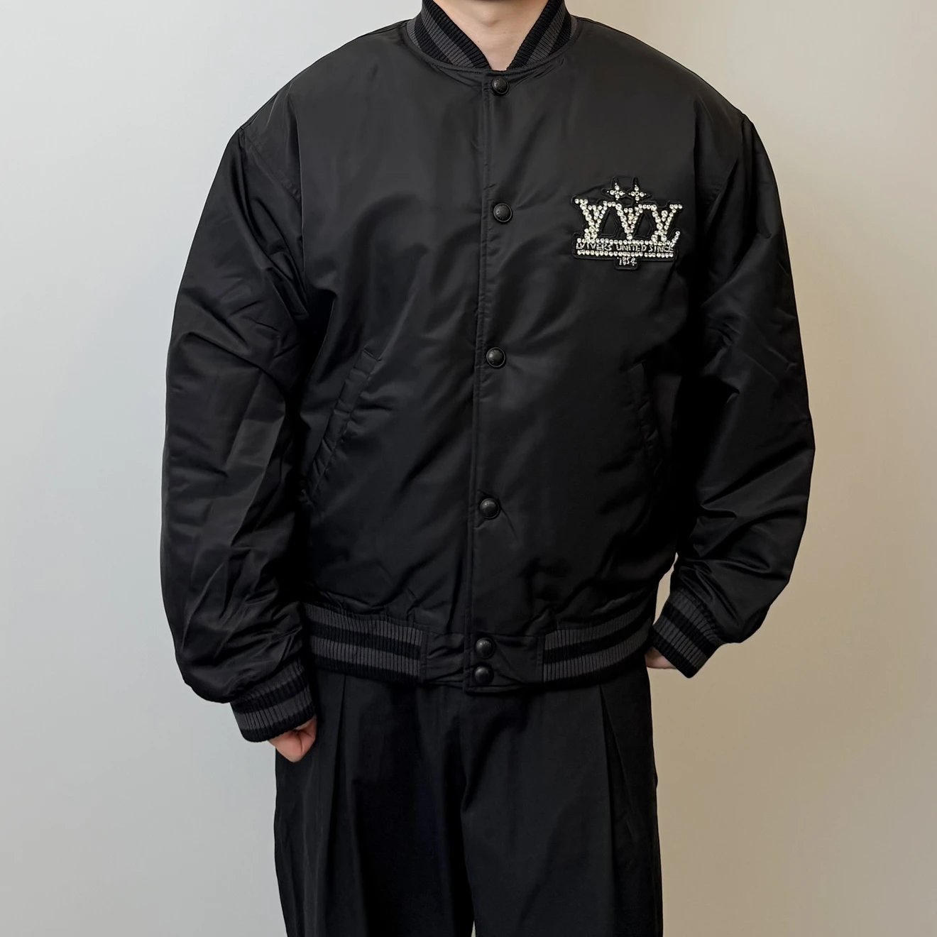 RD-C244 · Crystal-Emblem Satin Bomber Jacket showcase view 10