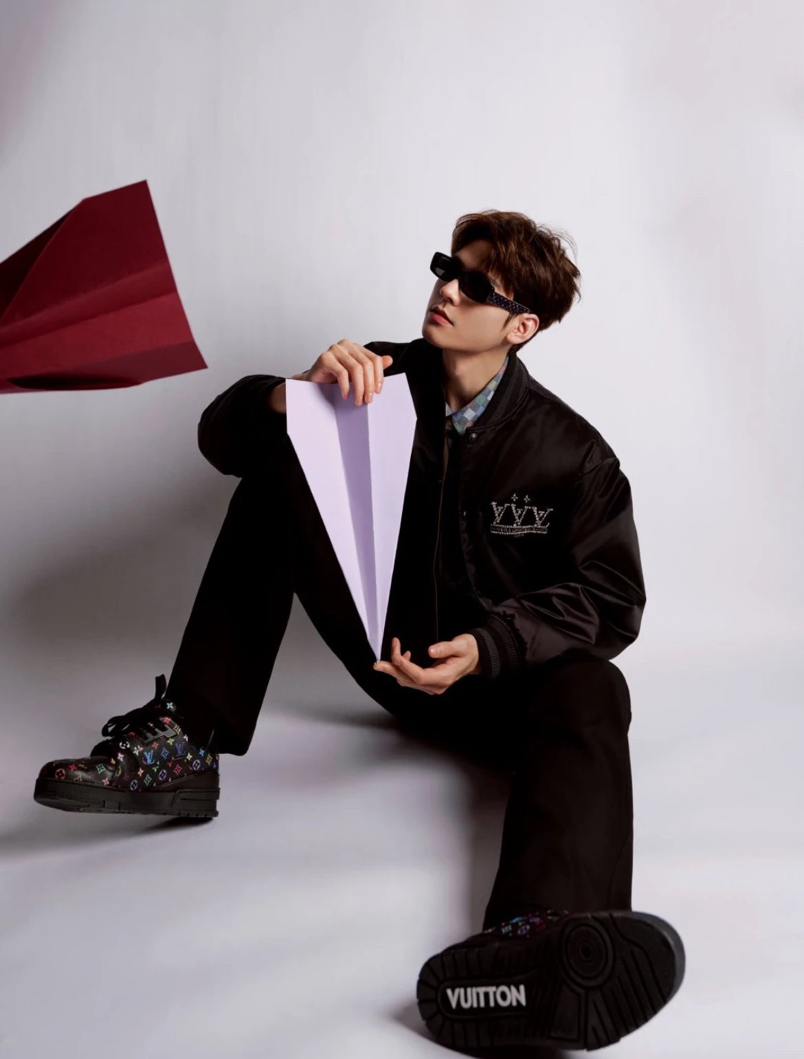 RD-C244 · Crystal-Emblem Satin Bomber Jacket showcase view 14