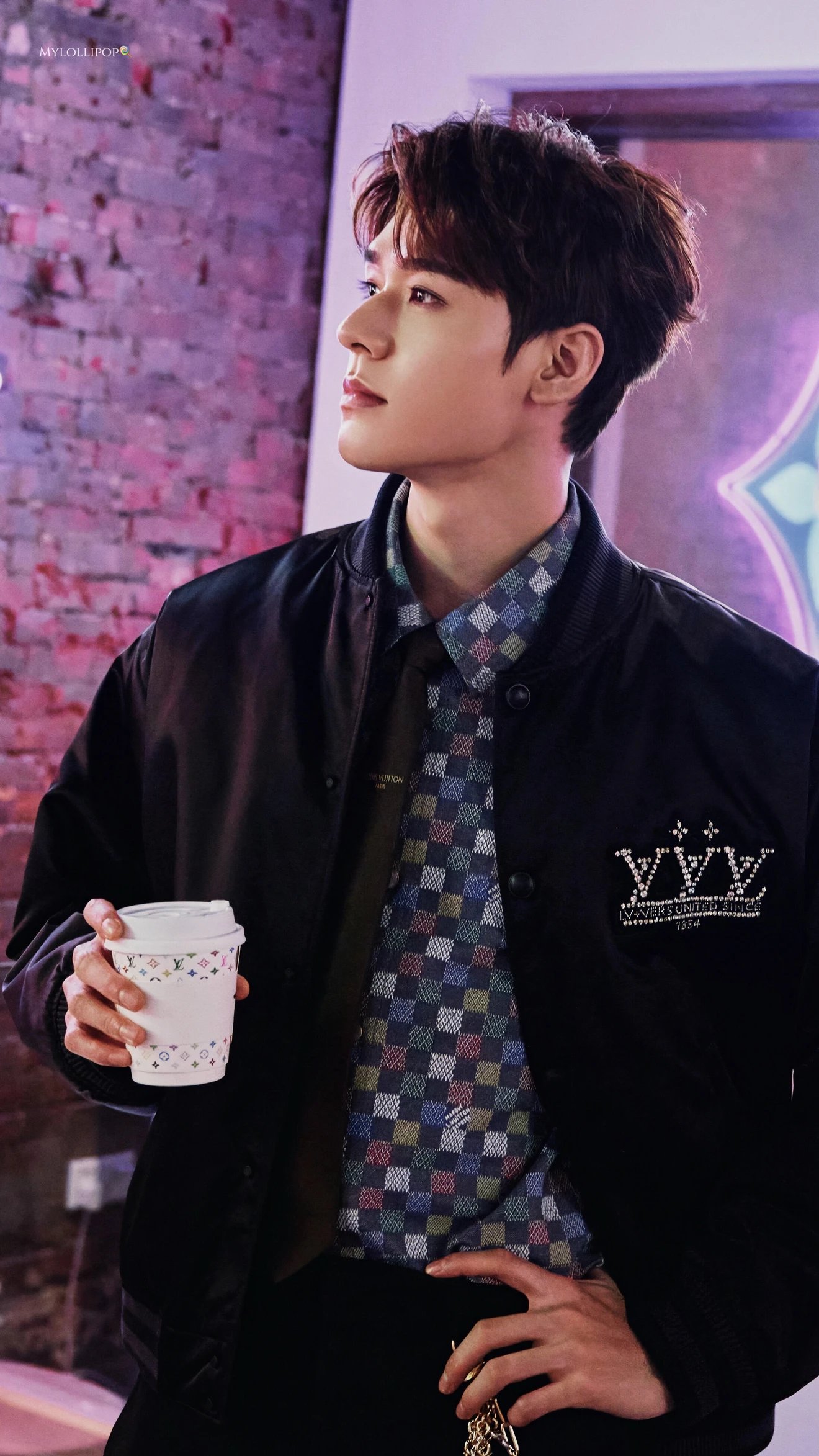RD-C244 · Crystal-Emblem Satin Bomber Jacket showcase view 20