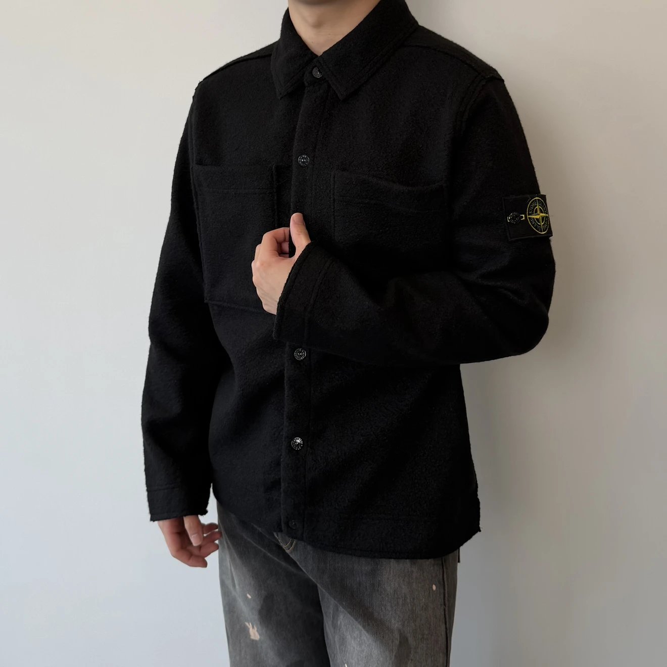 RD-C245 · Embroidered-Badge Woolen Overshirt Jacket showcase view 1