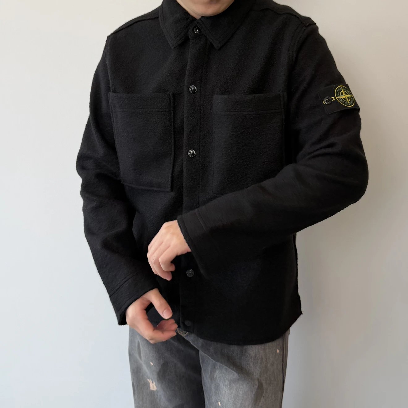 RD-C245 · Embroidered-Badge Woolen Overshirt Jacket showcase view 3