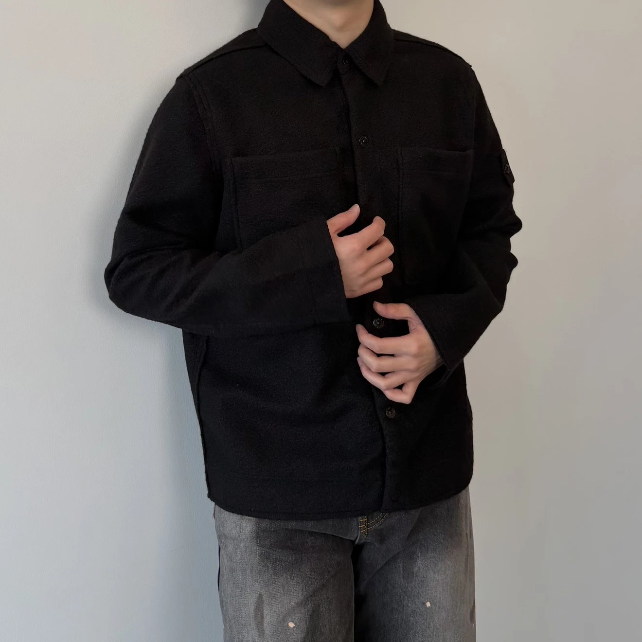 RD-C245 · Embroidered-Badge Woolen Overshirt Jacket showcase view 4