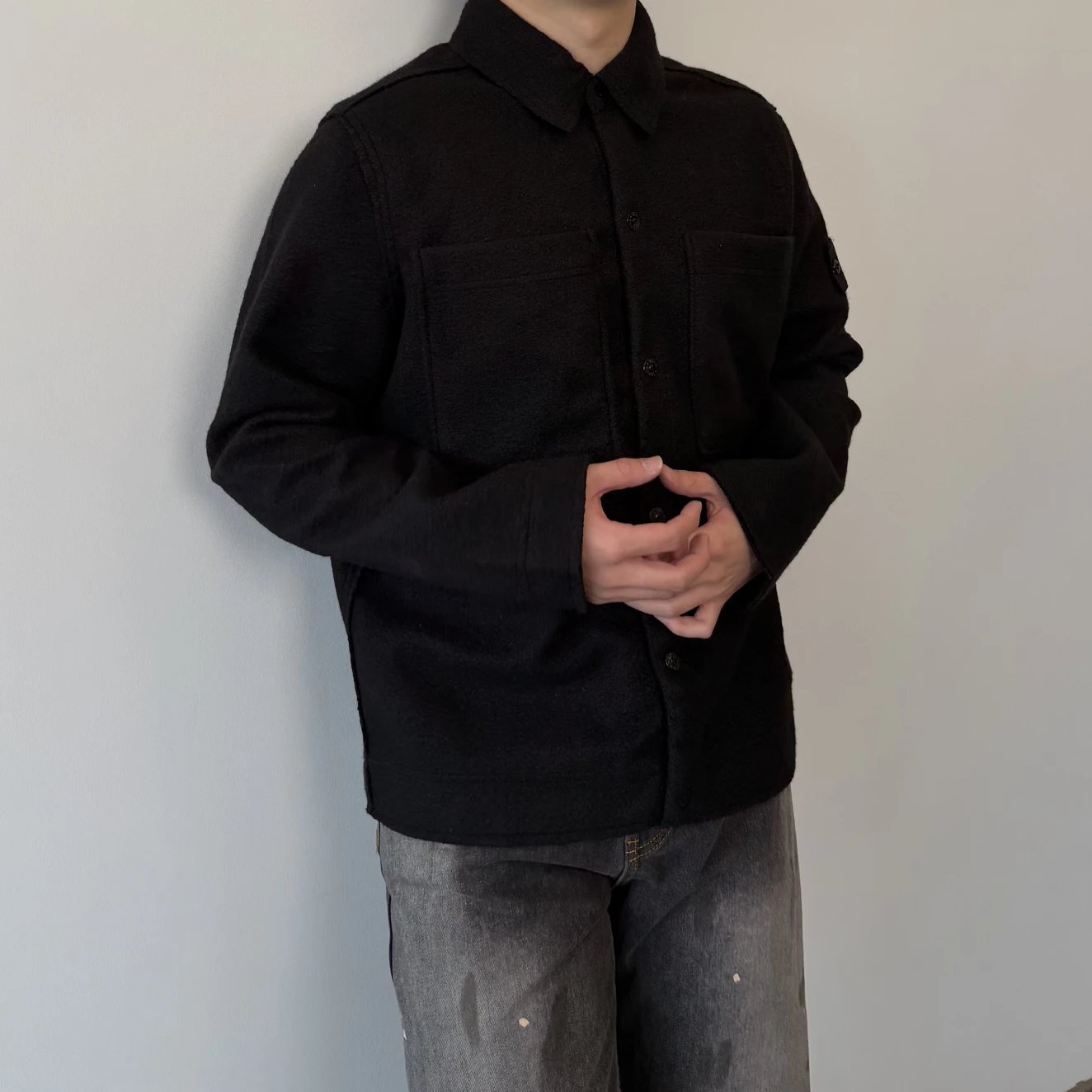 RD-C245 · Embroidered-Badge Woolen Overshirt Jacket showcase view 5
