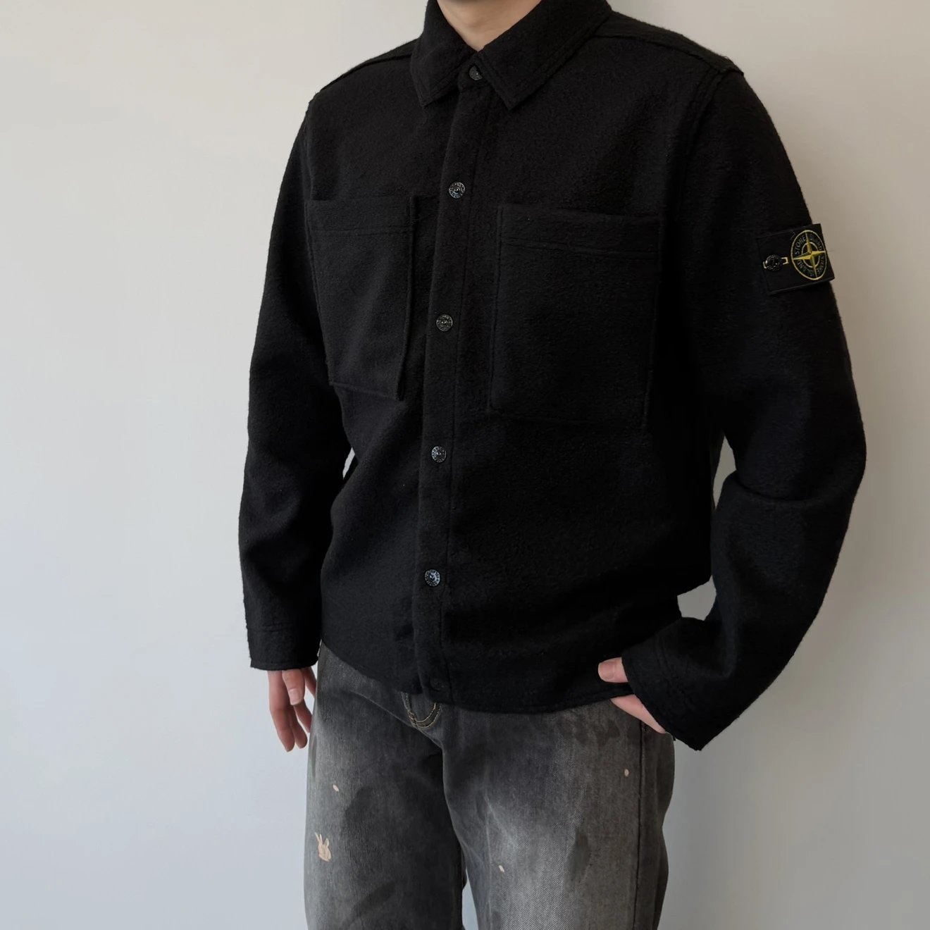 RD-C245 · Embroidered-Badge Woolen Overshirt Jacket showcase view 6