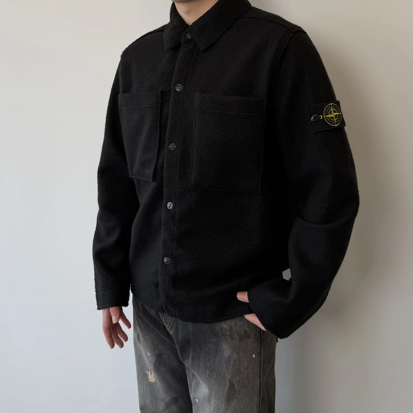 RD-C245 · Embroidered-Badge Woolen Overshirt Jacket showcase view 7