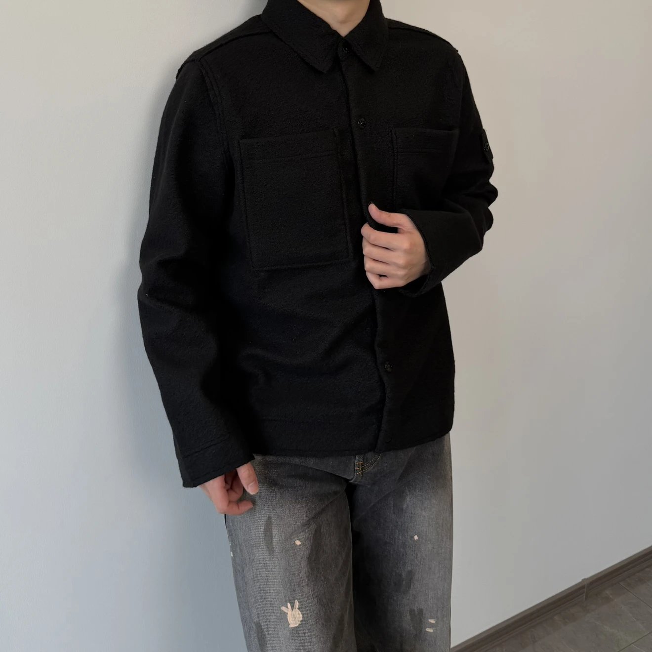 RD-C245 · Embroidered-Badge Woolen Overshirt Jacket showcase view 11