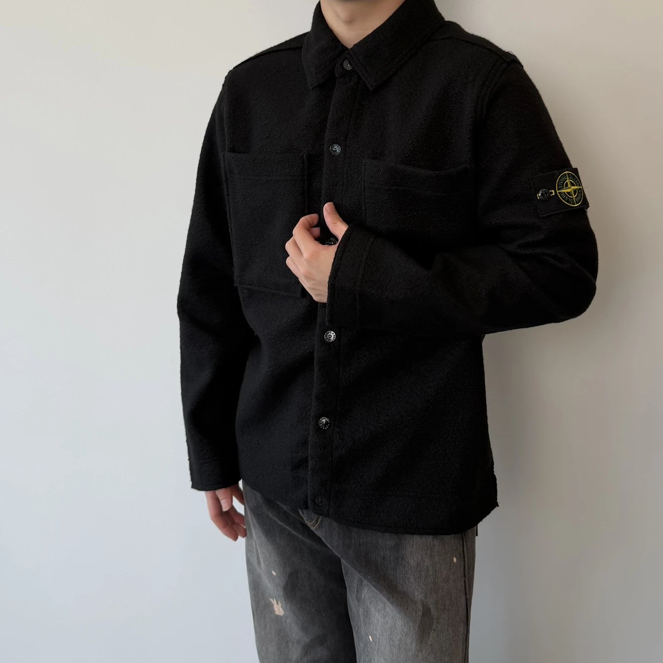 RD-C245 · Embroidered-Badge Woolen Overshirt Jacket showcase view 12