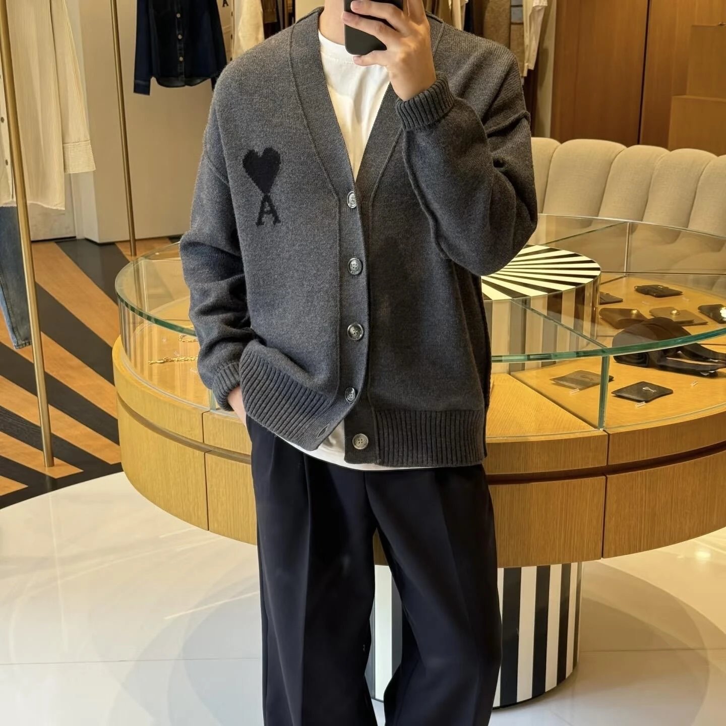 RD-C379 · Heart Logo Jacquard Cardigan showcase view 2