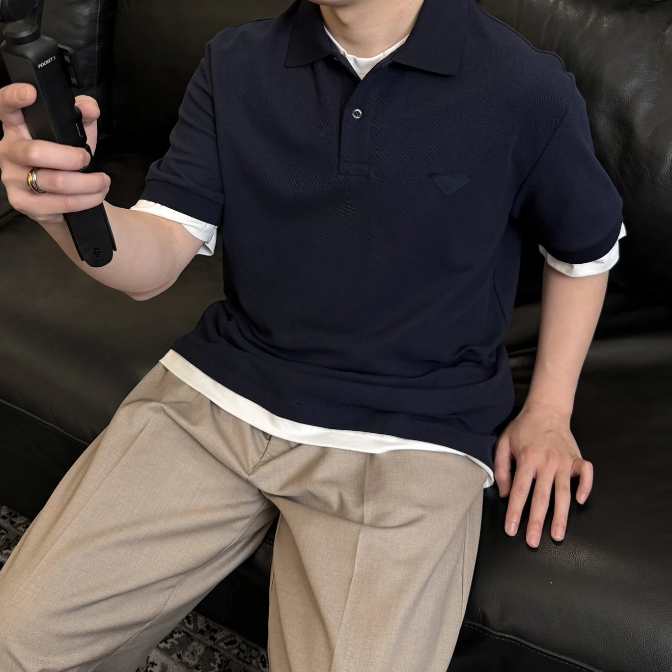 RD-C107 · Layered High-Count Cotton Piqué Polo showcase view 3