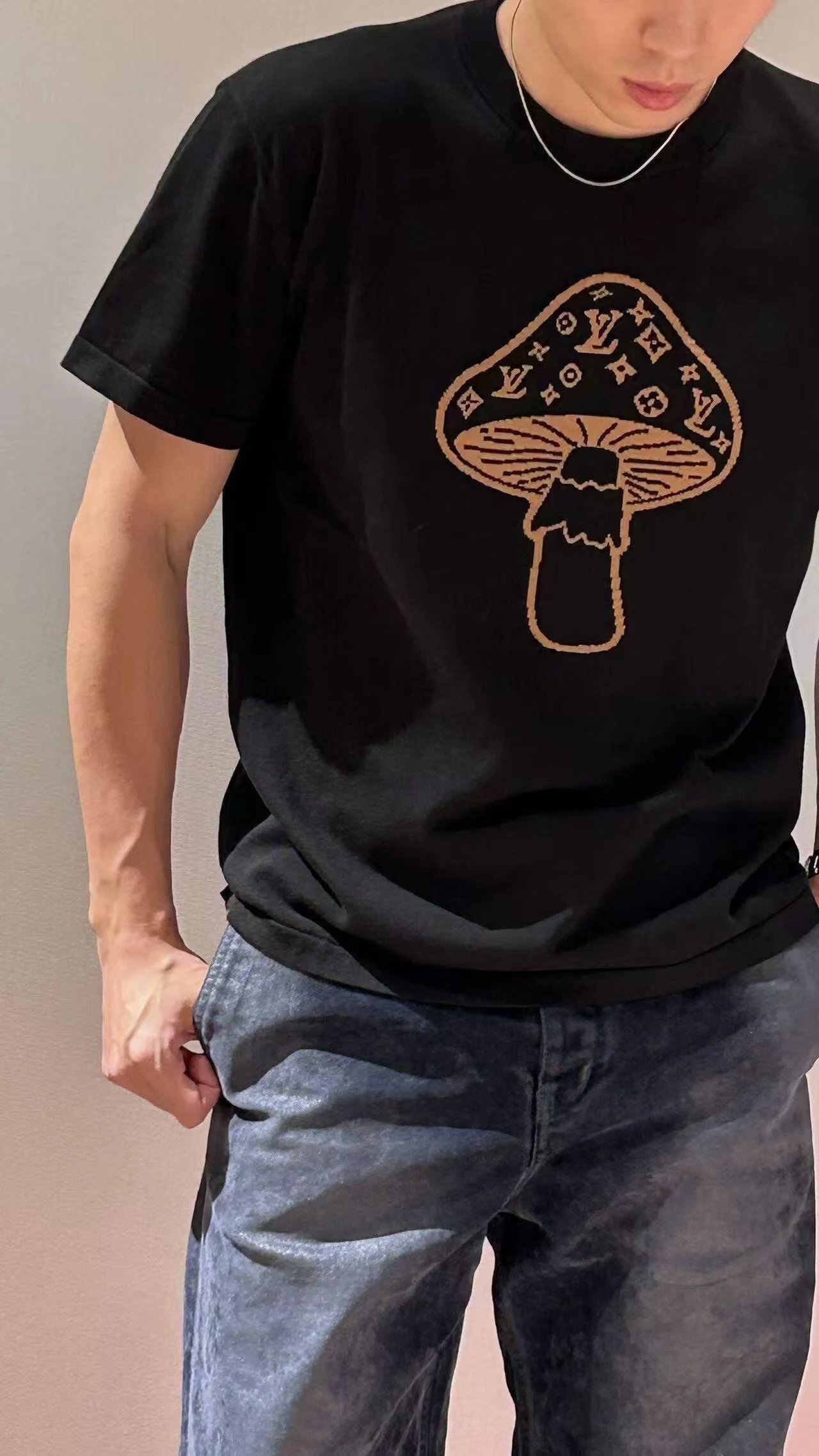 RD-C194 · High-Twist Cotton Mushroom Intarsia T-Shirt showcase view 6