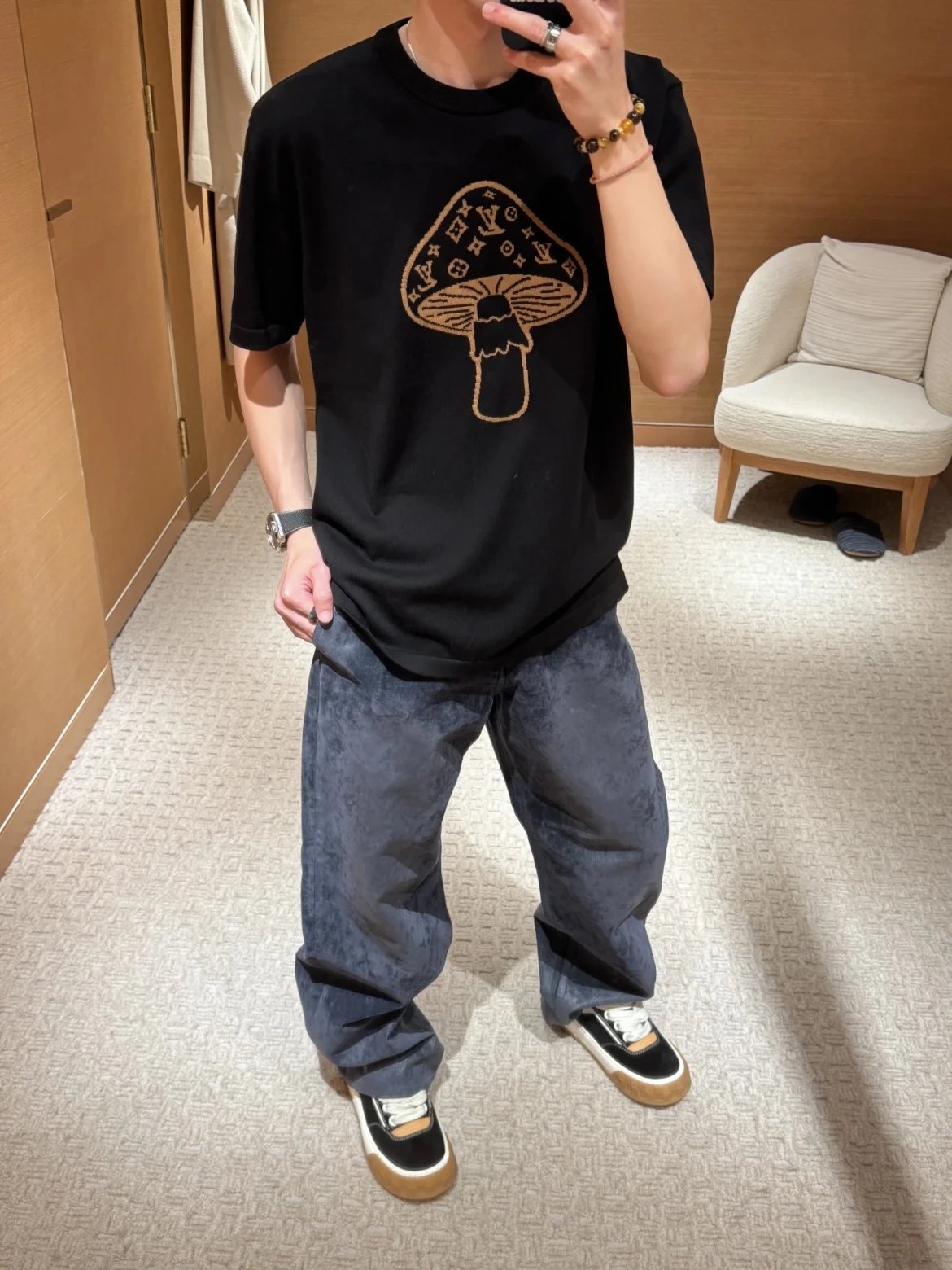 RD-C194 · High-Twist Cotton Mushroom Intarsia T-Shirt showcase view 8