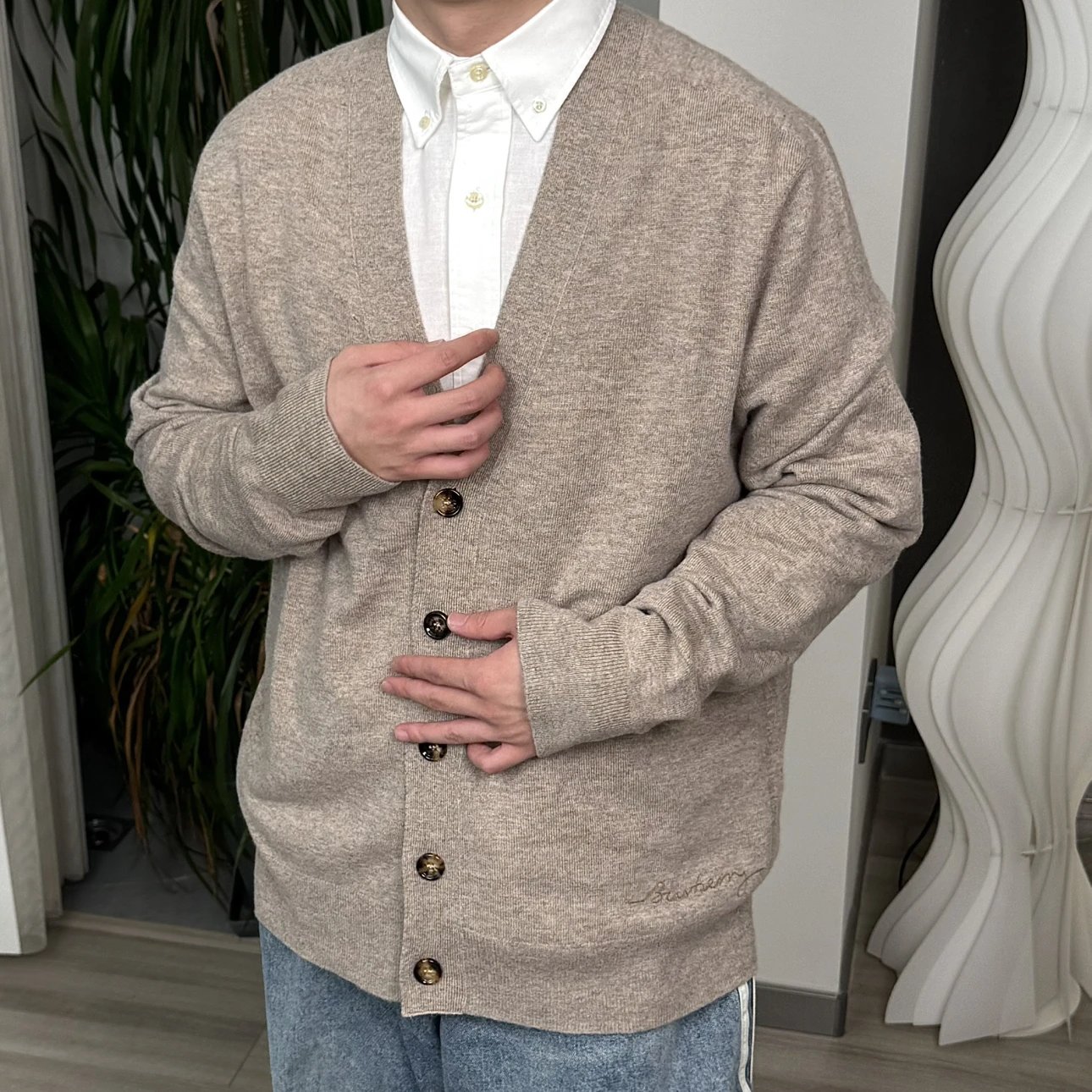 RD-C380 · V-Neck Cashmere-Wool Blend Cardigan showcase view 1
