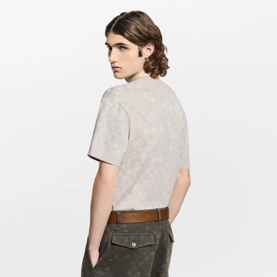RD-C116 · Oatmeal Monogram Jacquard Knit T-Shirt showcase view 5