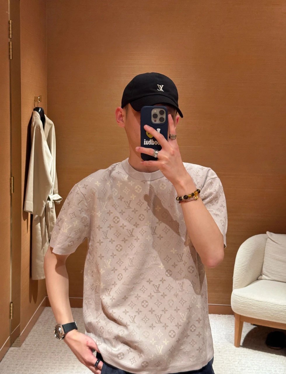 RD-C116 · Oatmeal Monogram Jacquard Knit T-Shirt showcase view 7