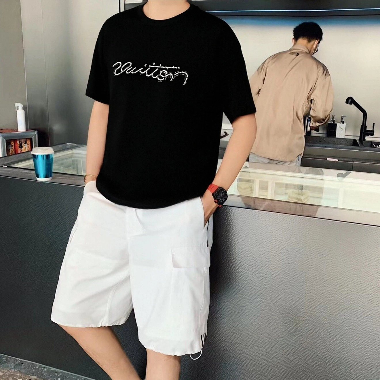 RD-C197 · Pearl-Embellished Script T-Shirt showcase view 4