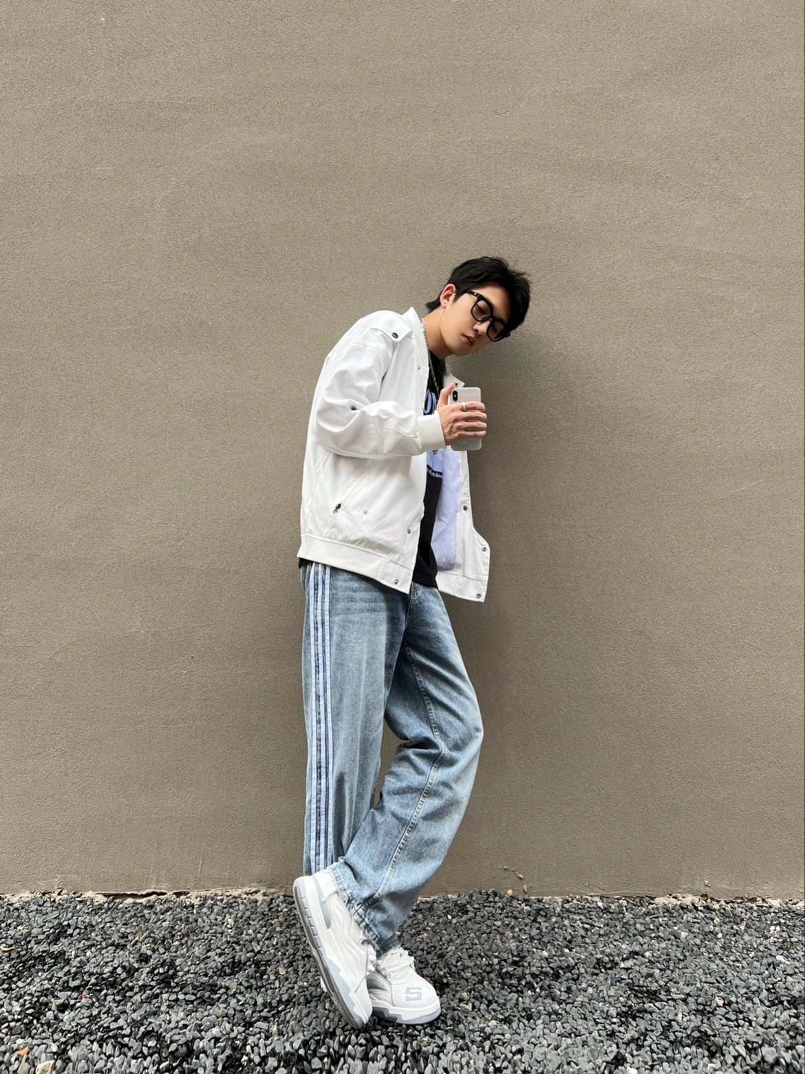 RD-C425 · Washed Blue Striped-Side Wide-Leg Jeans showcase view 9
