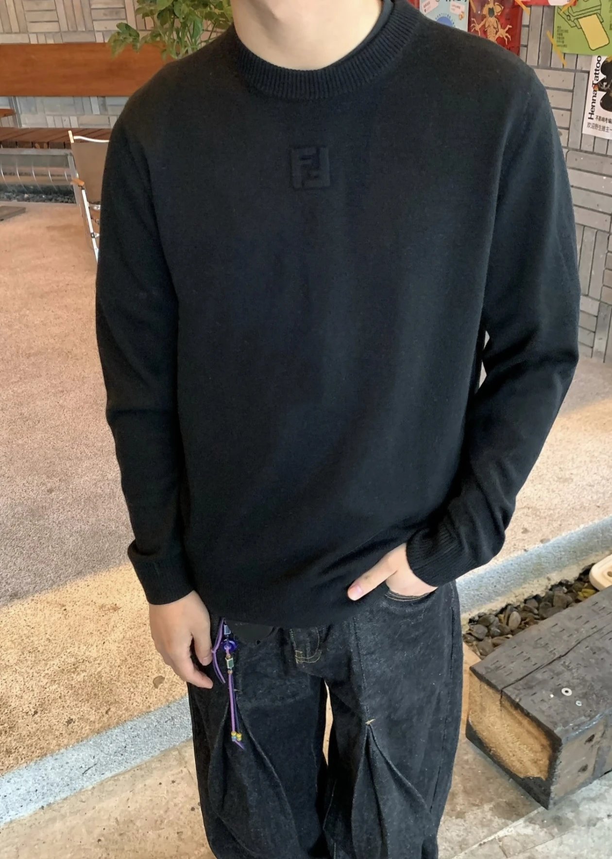 RD-C384 · Black Logo Wool Sweater showcase view 12