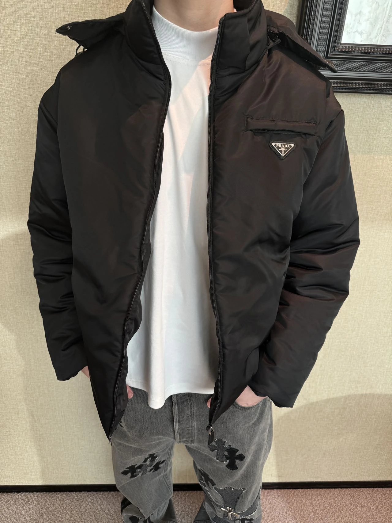 RD-C327 · Black Hooded Padded Jacket showcase view 9
