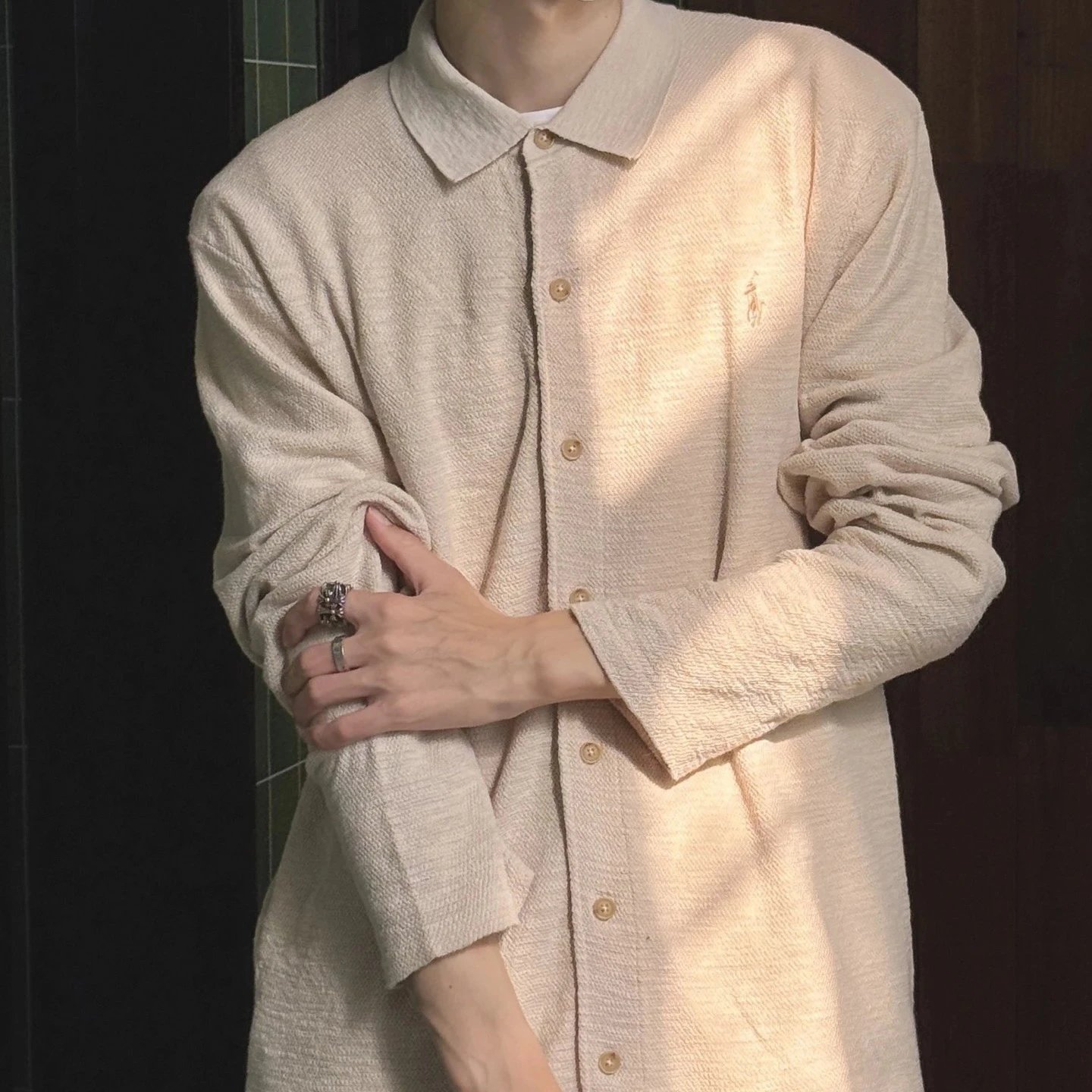 RD-C349 · Ralph Cotton-Linen Shirt in New Stone showcase view 2