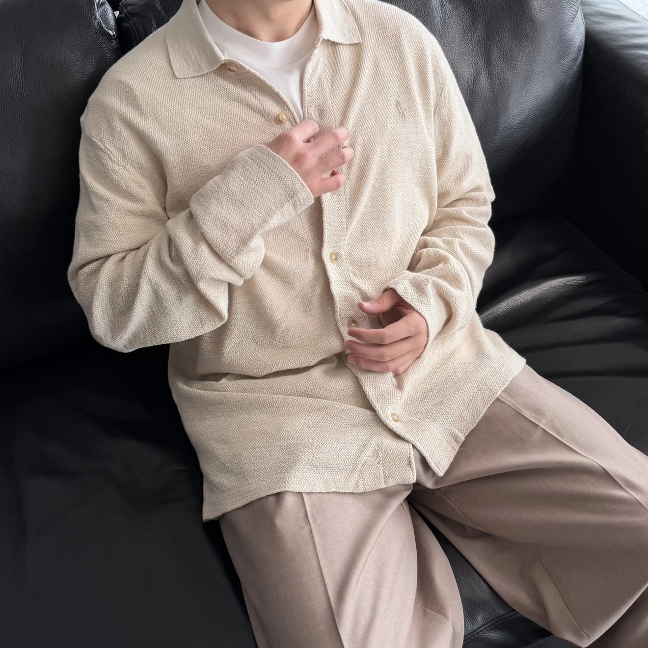 RD-C349 · Ralph Cotton-Linen Shirt in New Stone showcase view 3