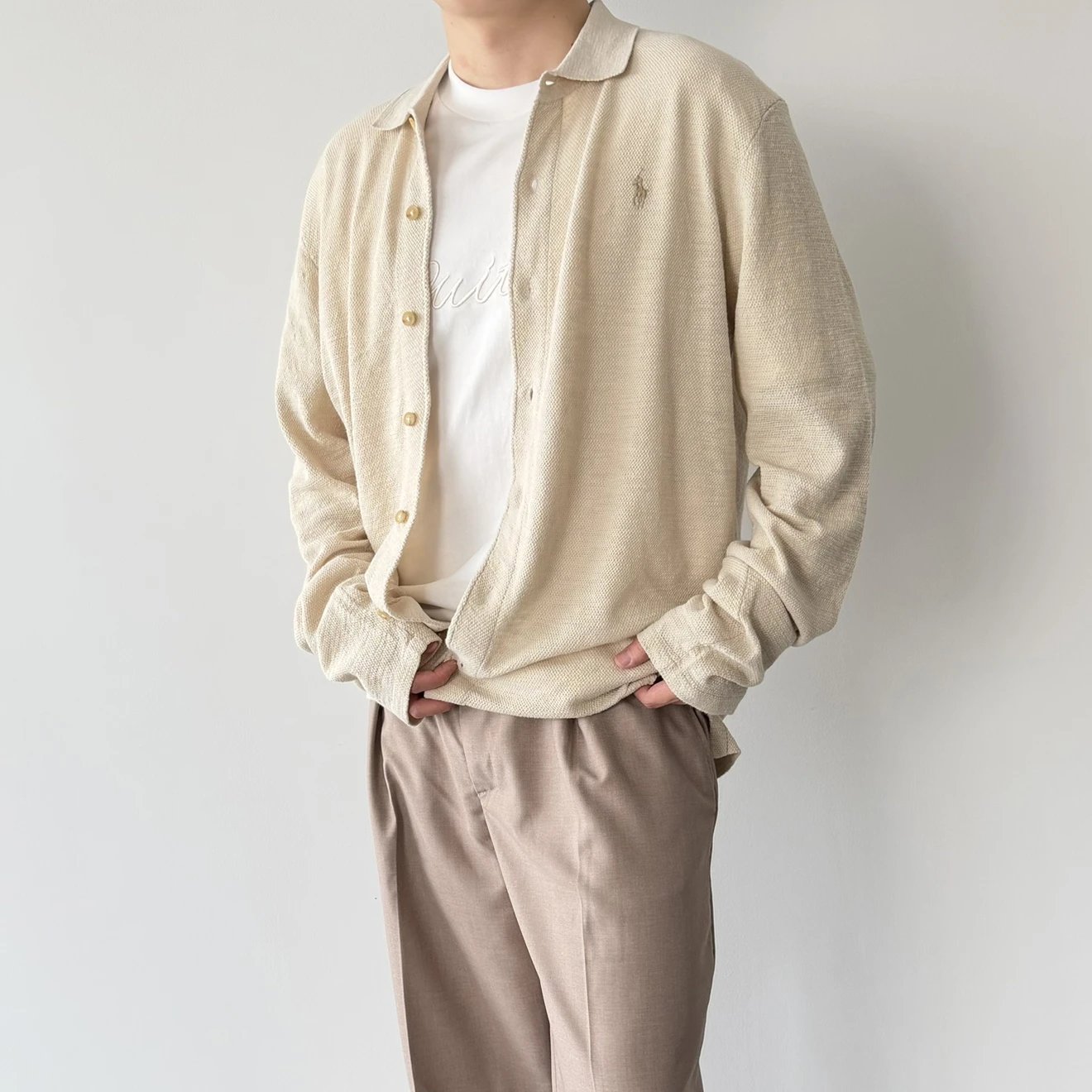 RD-C349 · Ralph Cotton-Linen Shirt in New Stone showcase view 6
