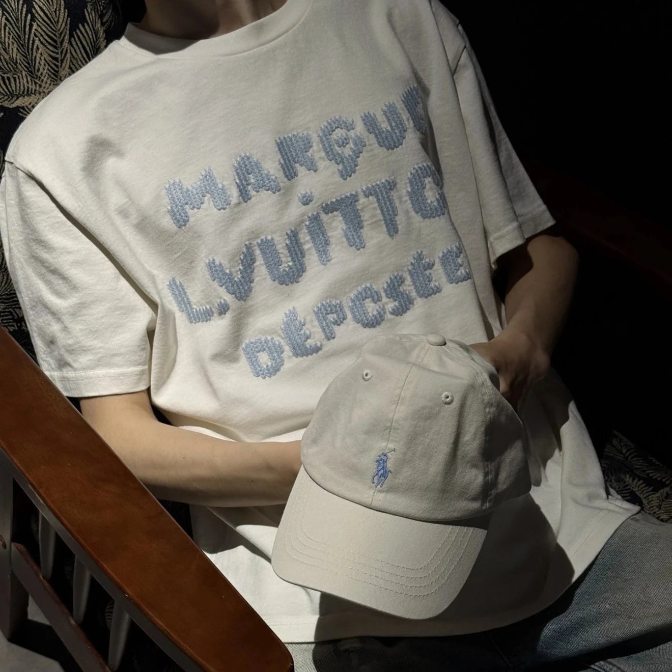 RD-C202 · Embroidered Letter T-Shirt showcase view 2