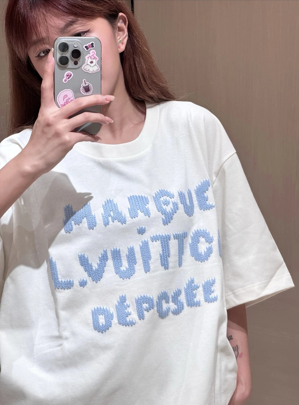 RD-C202 · Embroidered Letter T-Shirt showcase view 3