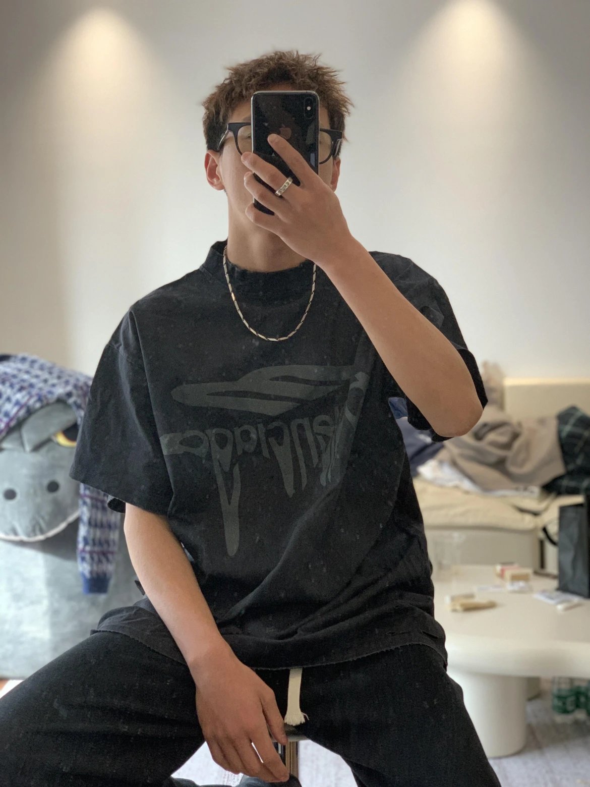 RD-C203 · 3M Distressed Oversized T-Shirt — Coal Grey showcase view 5