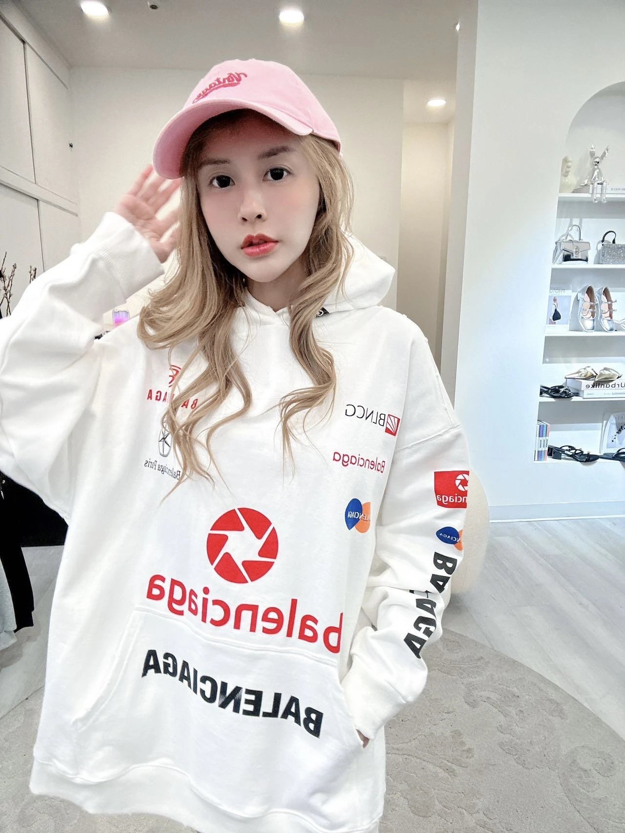 RD-C279 · Multi-Logo White Hoodie showcase view 7