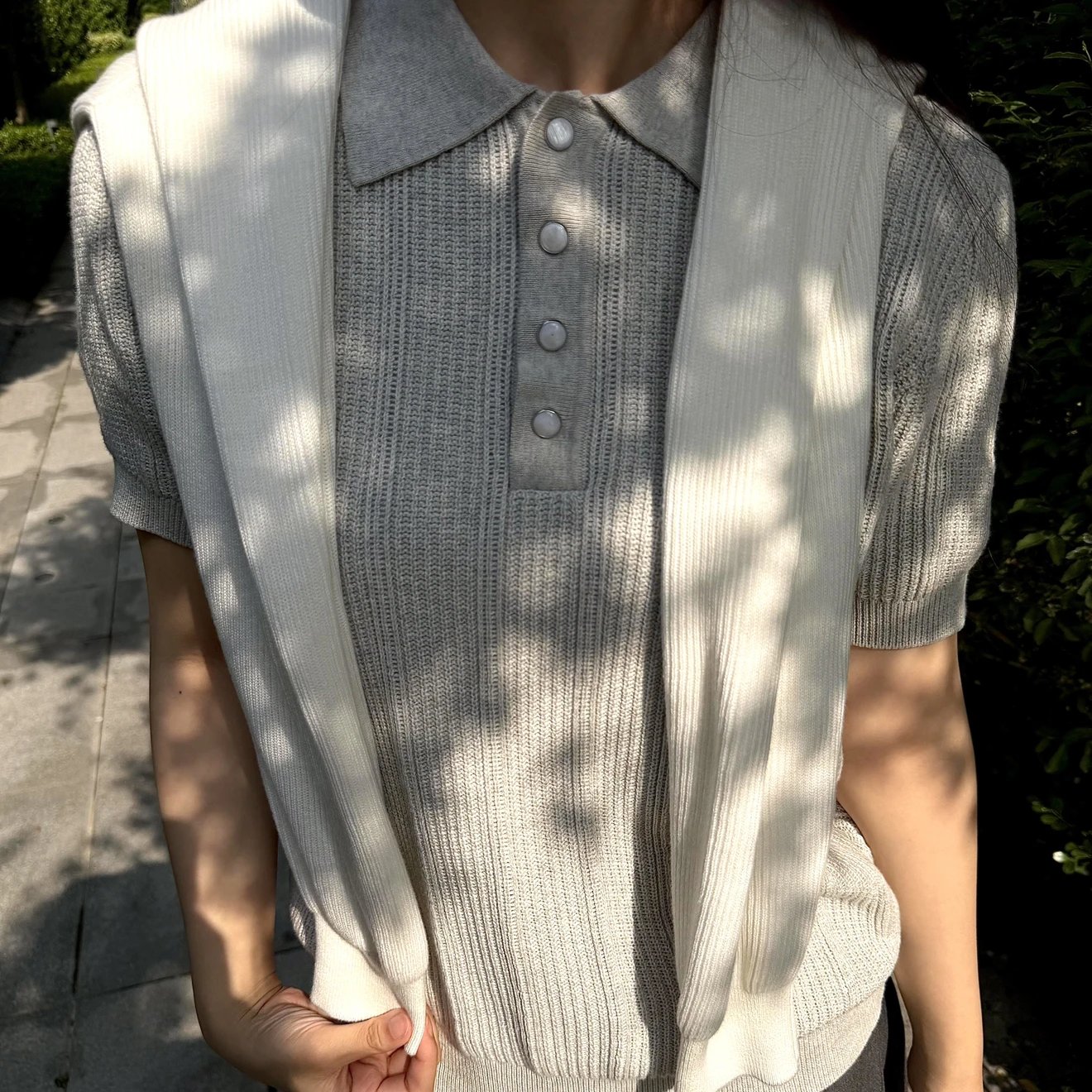 RD-C109 · Four-Button Rib-Knit Polo showcase view 1