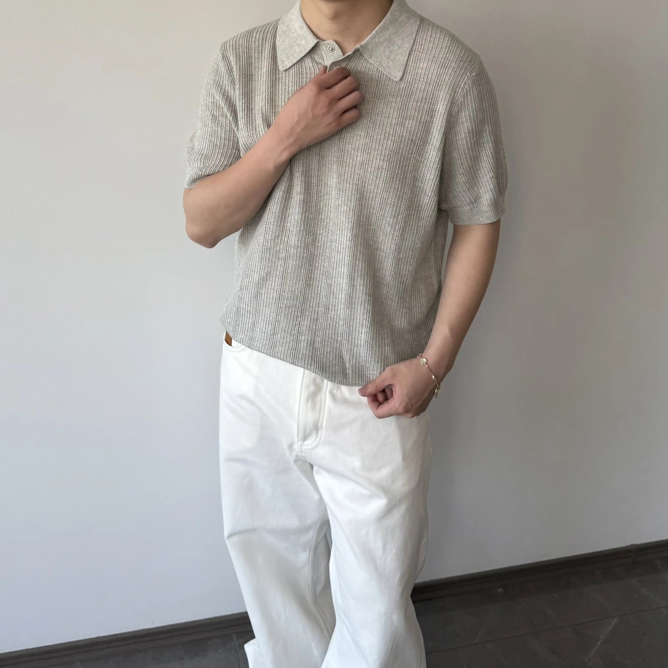 RD-C109 · Four-Button Rib-Knit Polo showcase view 3