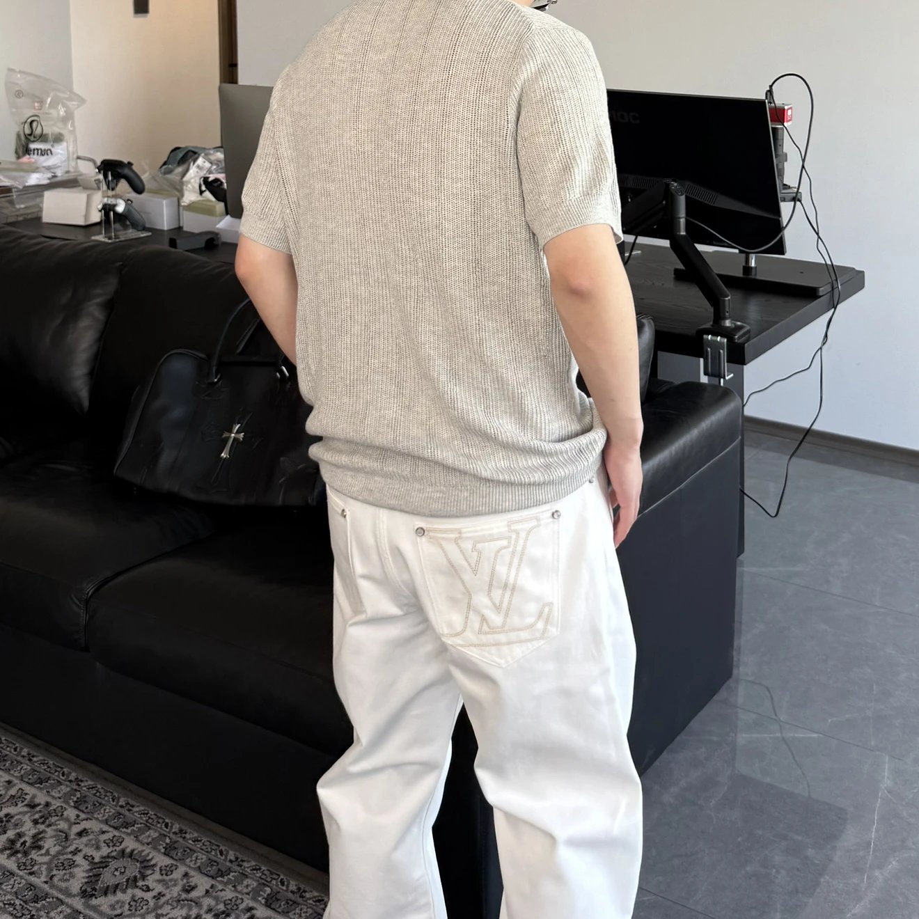 RD-C109 · Four-Button Rib-Knit Polo showcase view 4