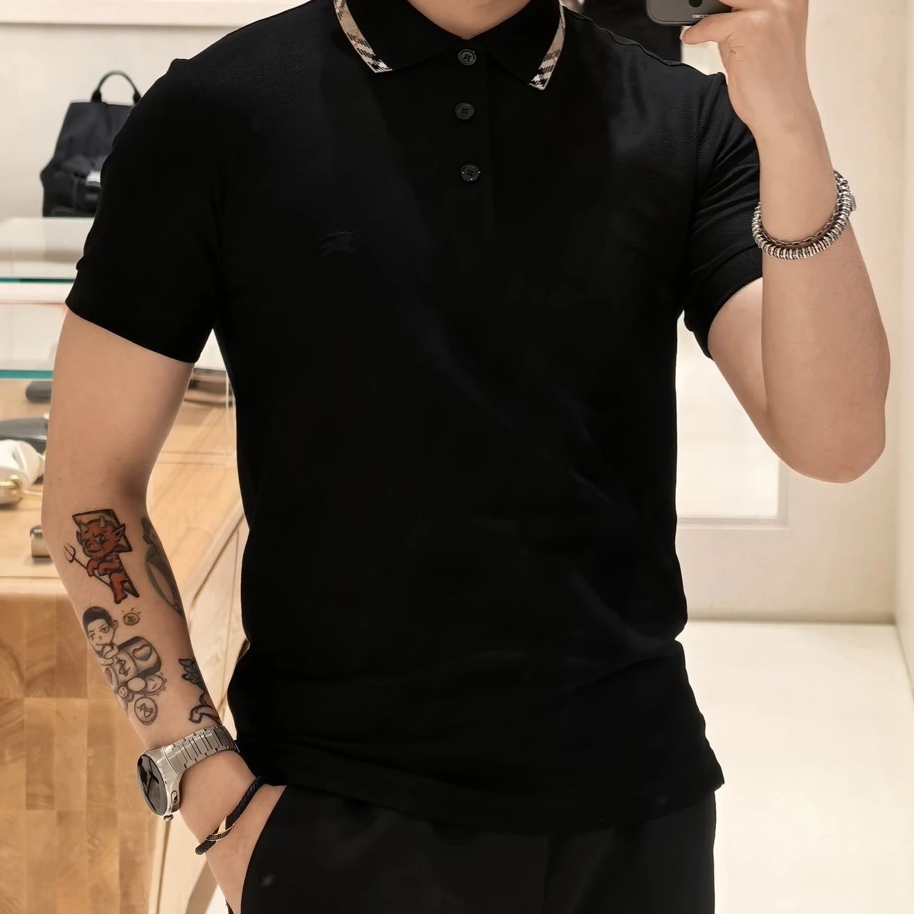 RD-C110 · Check-Trim Cotton Piqué Polo showcase view 3