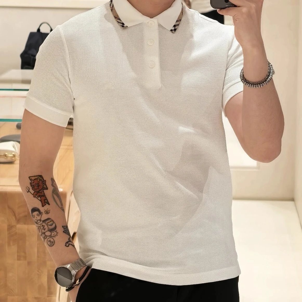 RD-C110 · Check-Trim Cotton Piqué Polo showcase view 4
