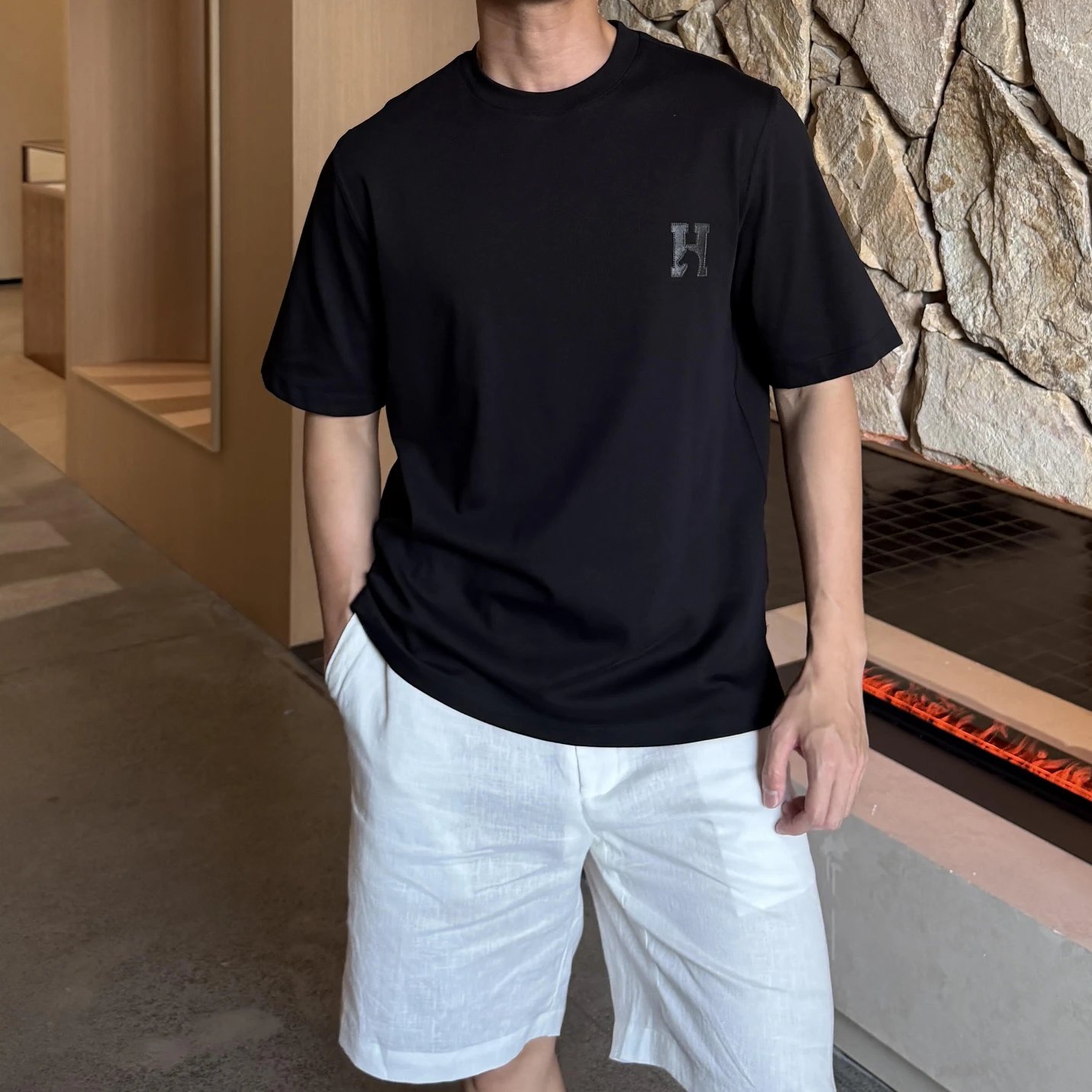 RD-C210 · Leather H-Patch Cotton T-Shirt showcase view 1