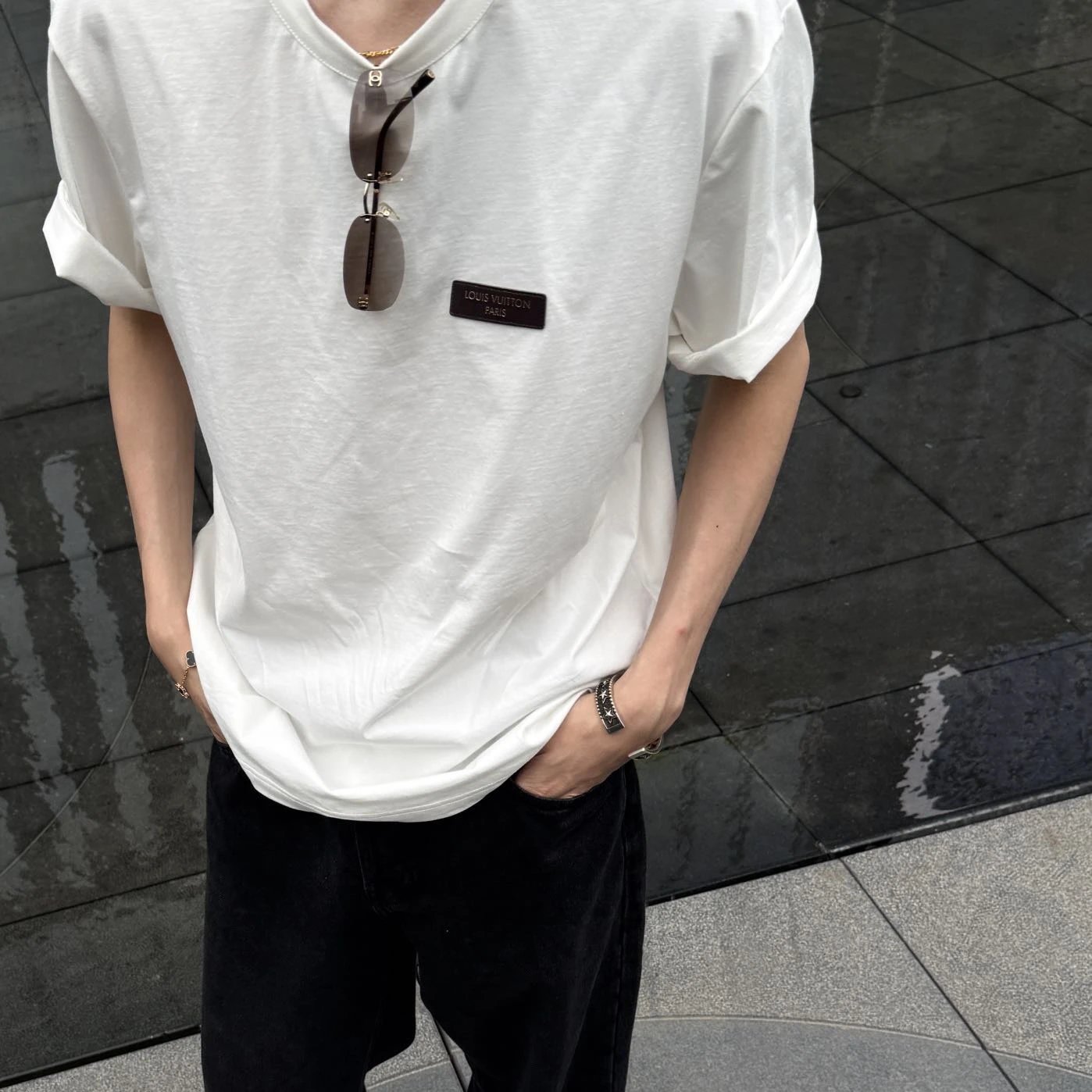RD-C095 · Leather-Badge Cotton Jersey T-Shirt showcase view 3