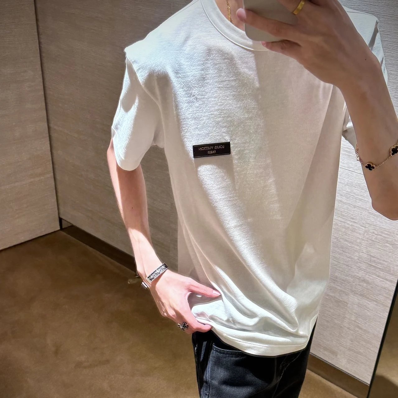 RD-C095 · Leather-Badge Cotton Jersey T-Shirt showcase view 4