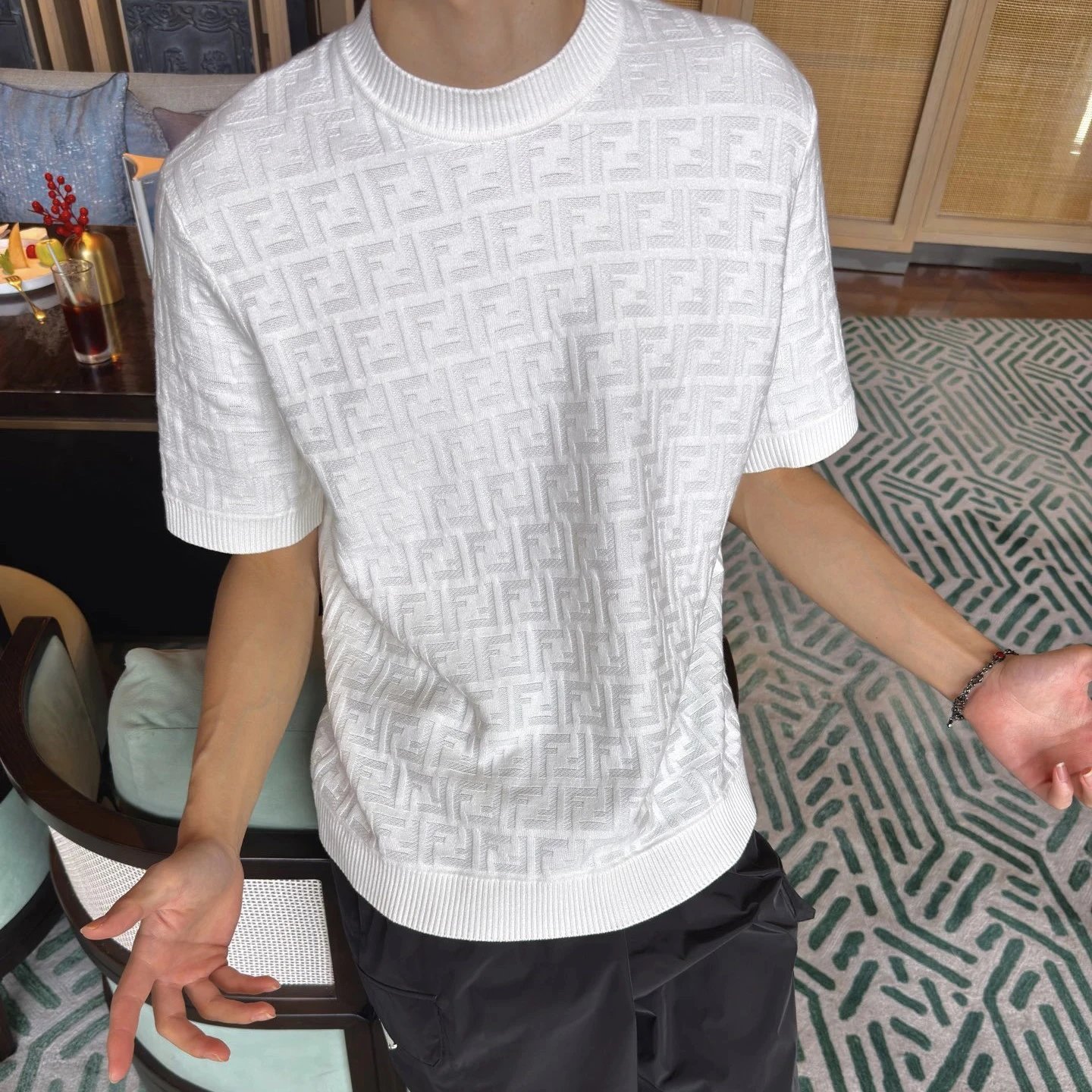 RD-C064 · Double-F Jacquard Knit T-Shirt showcase view 2