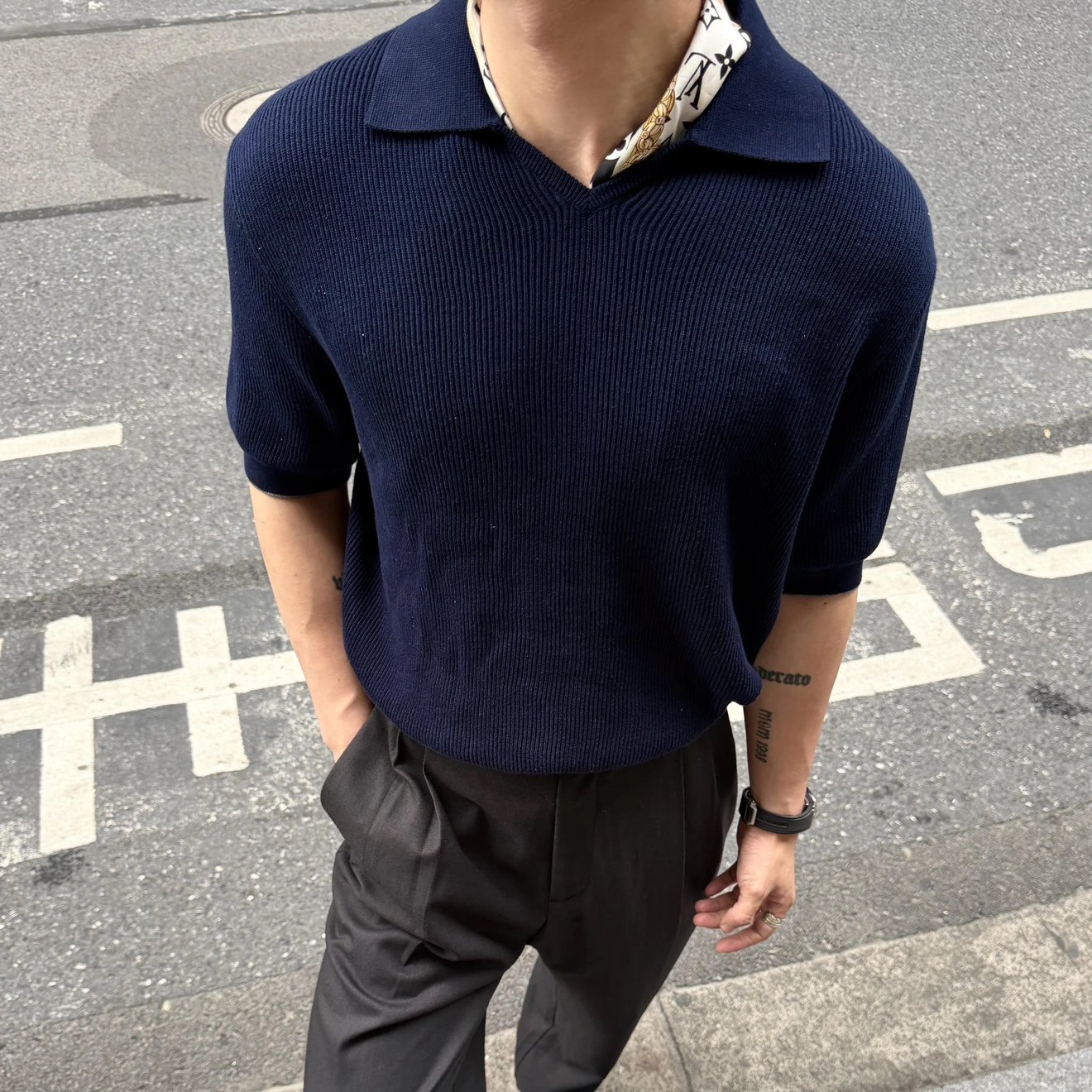 RD-C388 · Seagull-Collar Short-Sleeve Knit showcase view 4